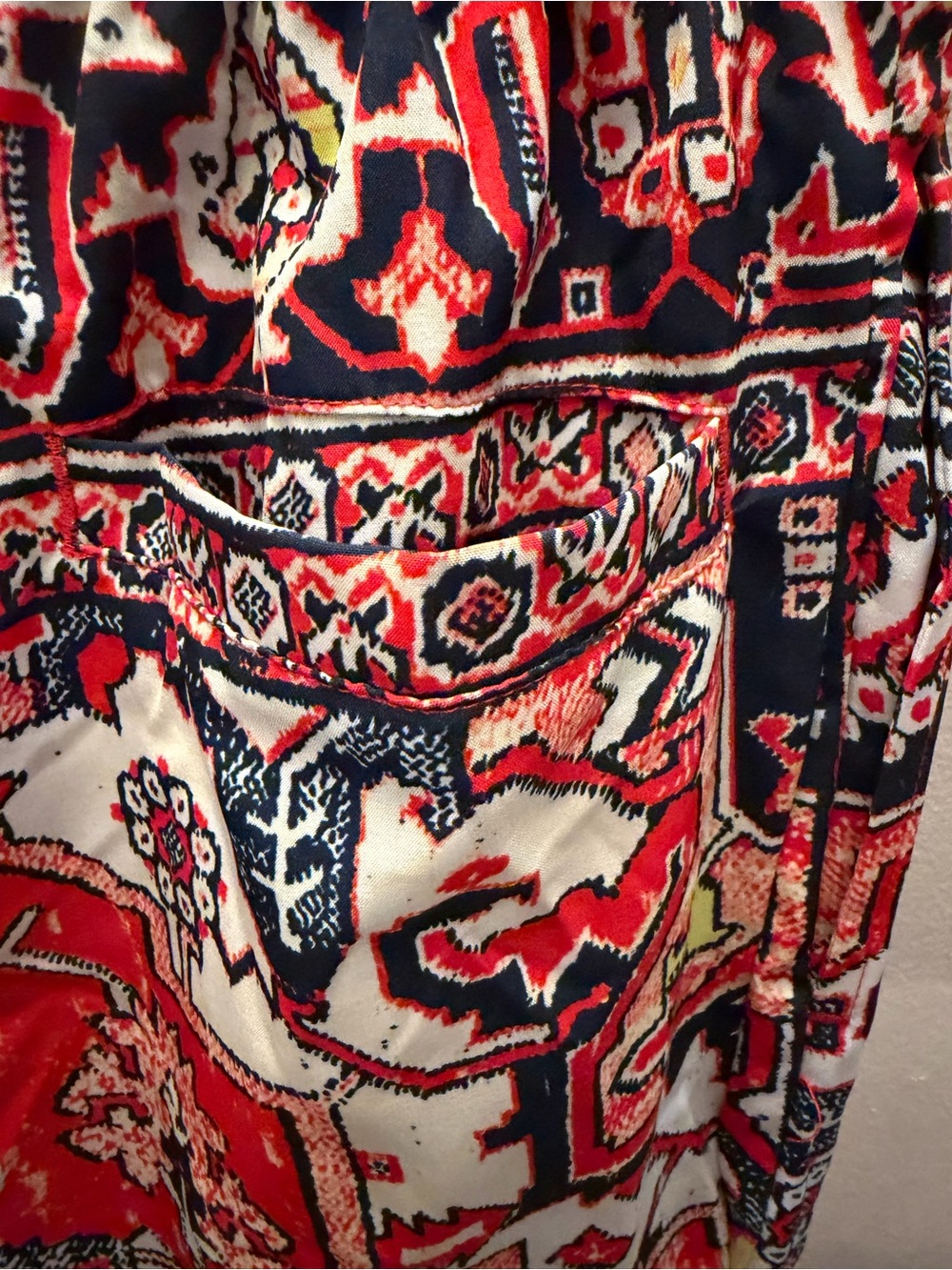 Youngla Persian Rug Print Joggers Red Navy Blue Geometric Tapestry Pants Medium - Picture 4 of 5